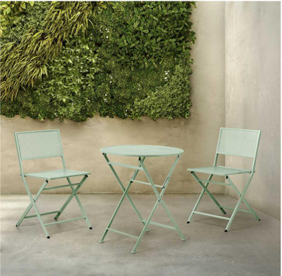 Set Bistró Plegable Exterior 3 Piezas – Negro / Blanco / Verde