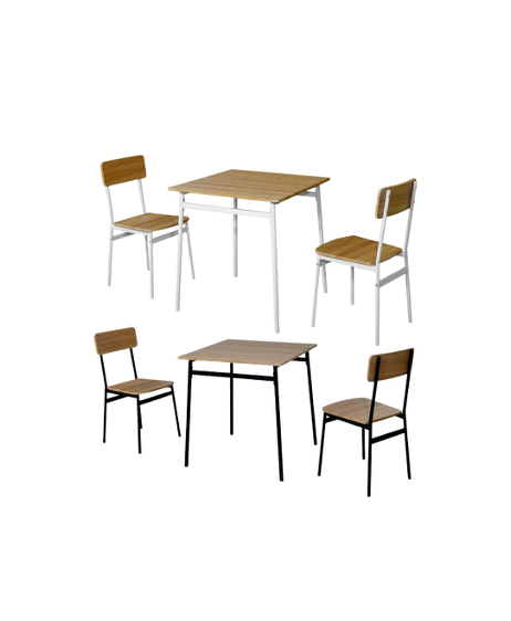 Set Comedor 3 Piezas Mesa + 2 Sillas – Blanco o Negro
