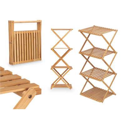 Estantería Plegable de Bambú 4 Niveles