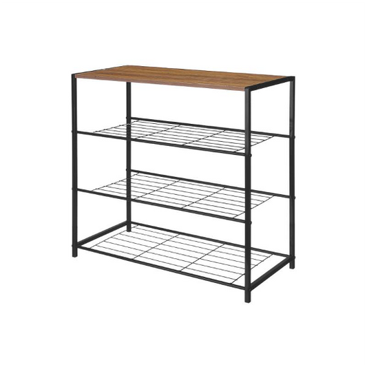Zapatero Estantería 4 Niveles Industrial – Madera y Metal Negro