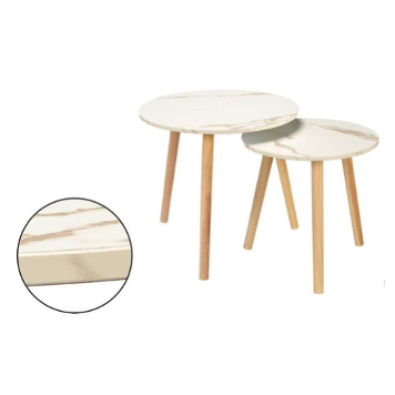Set de 2 Mesas Auxiliares Redondas –