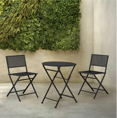 Set Bistró Plegable Exterior 3 Piezas – Negro / Blanco / Verde