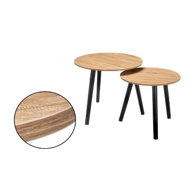 Set de 2 Mesas Auxiliares Redondas –