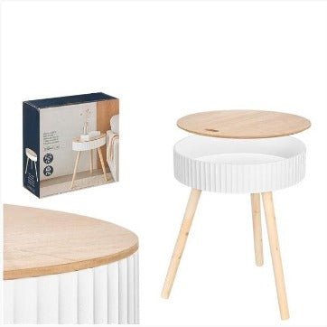 Mesa Auxiliar 38cm ondas Natural-Blanco