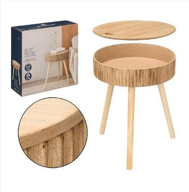 Mesa Auxiliar 38cm ondas Natural-Blanco